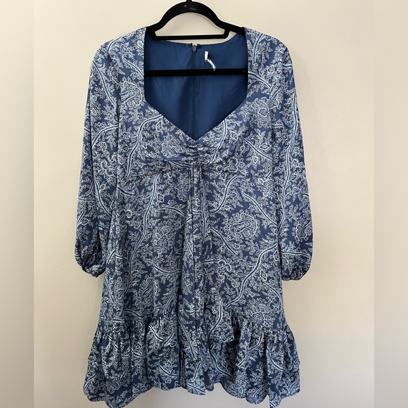 Likely Blue Shawn Satin Long Sleeve Mini Dress SZ 4 - Picture 4 of 7